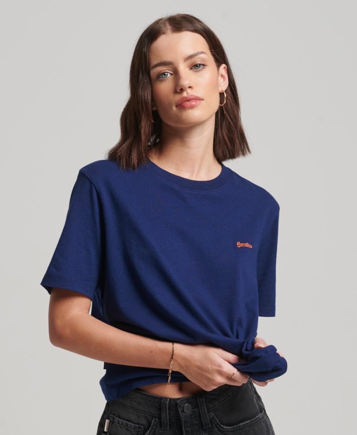 Superdry Vintage Logo Embroidered T-Shirt Blue Women