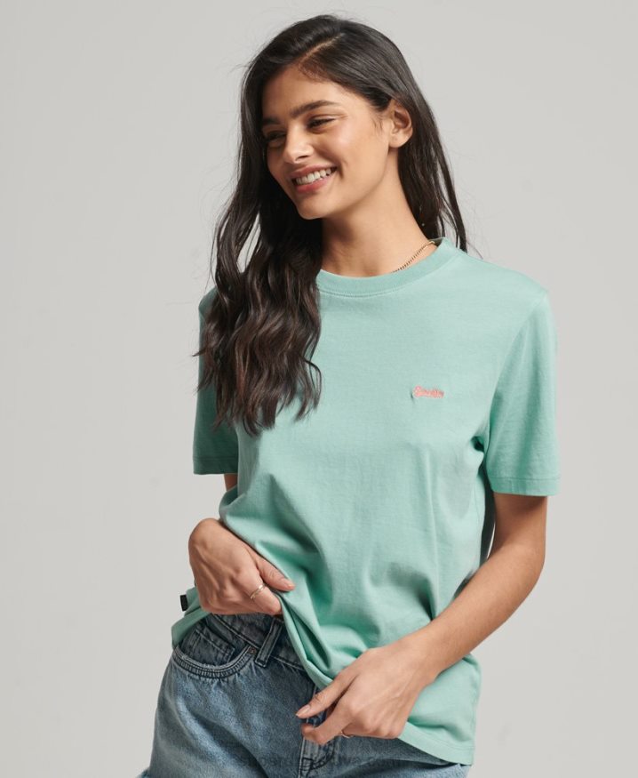 Superdry Vintage Logo Embroidered T-Shirt Light Blue Women