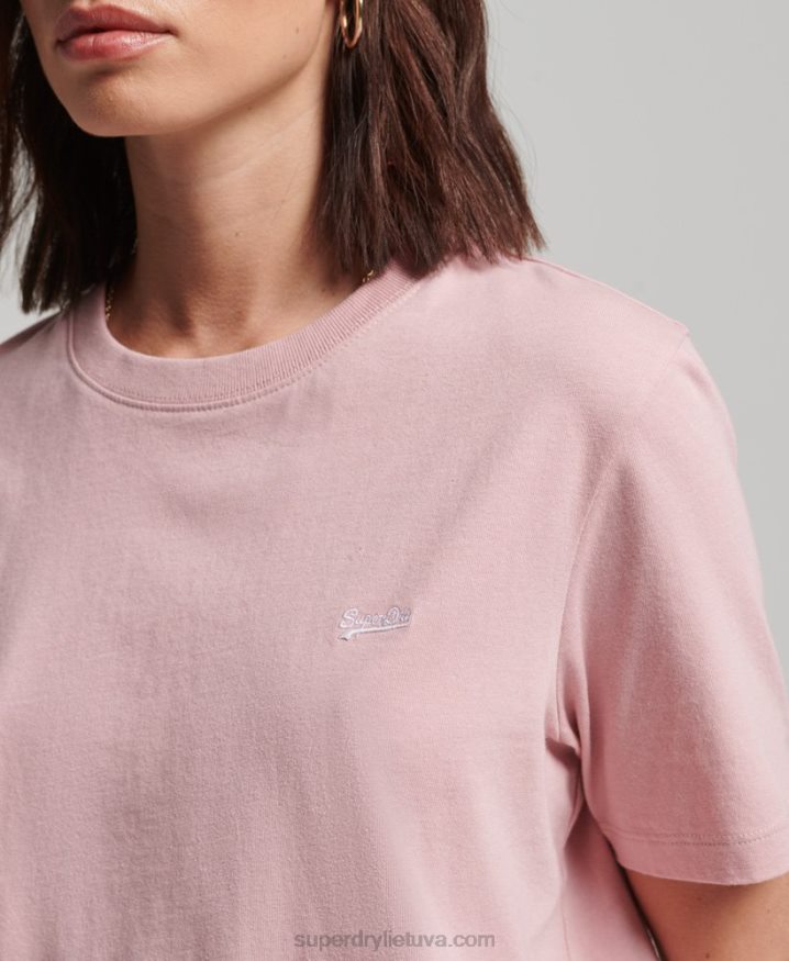 Superdry Vintage Logo Embroidered T-Shirt Pink Women