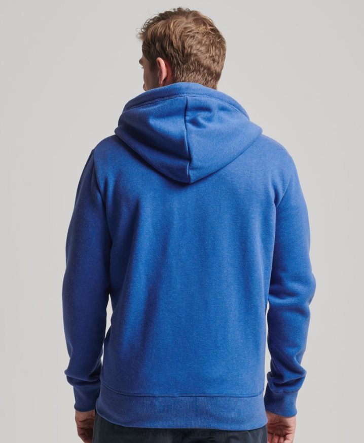 Superdry Vintage Logo Embroidered Zip Hoodie Blue Men