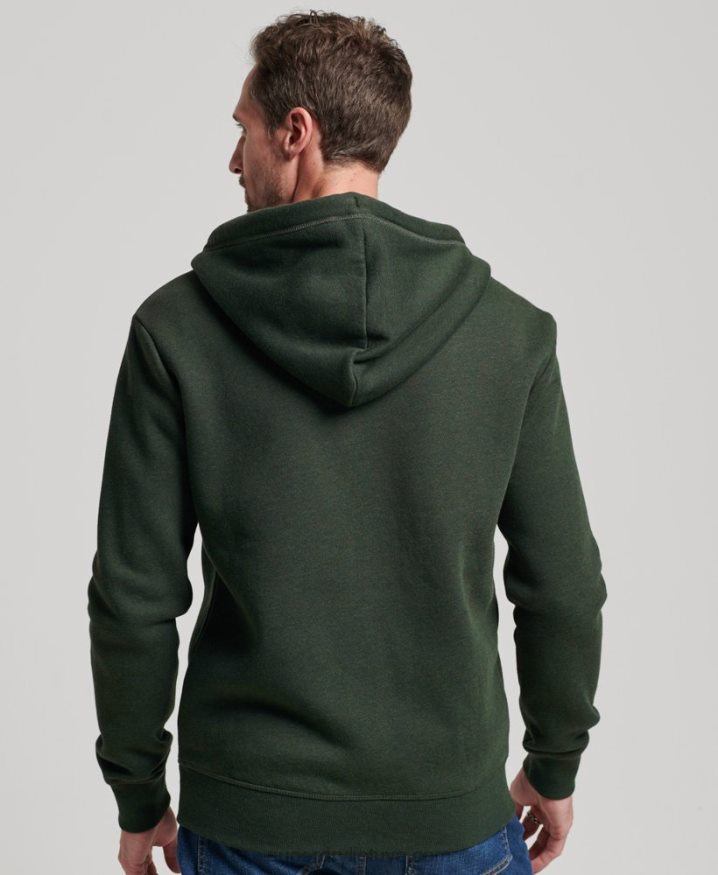 Superdry Vintage Logo Embroidered Zip Hoodie Green Men