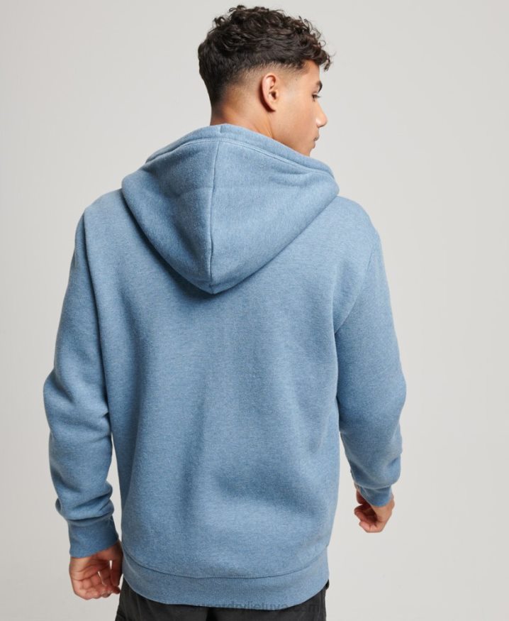 Superdry Vintage Logo Embroidered Zip Hoodie Light Blue Men