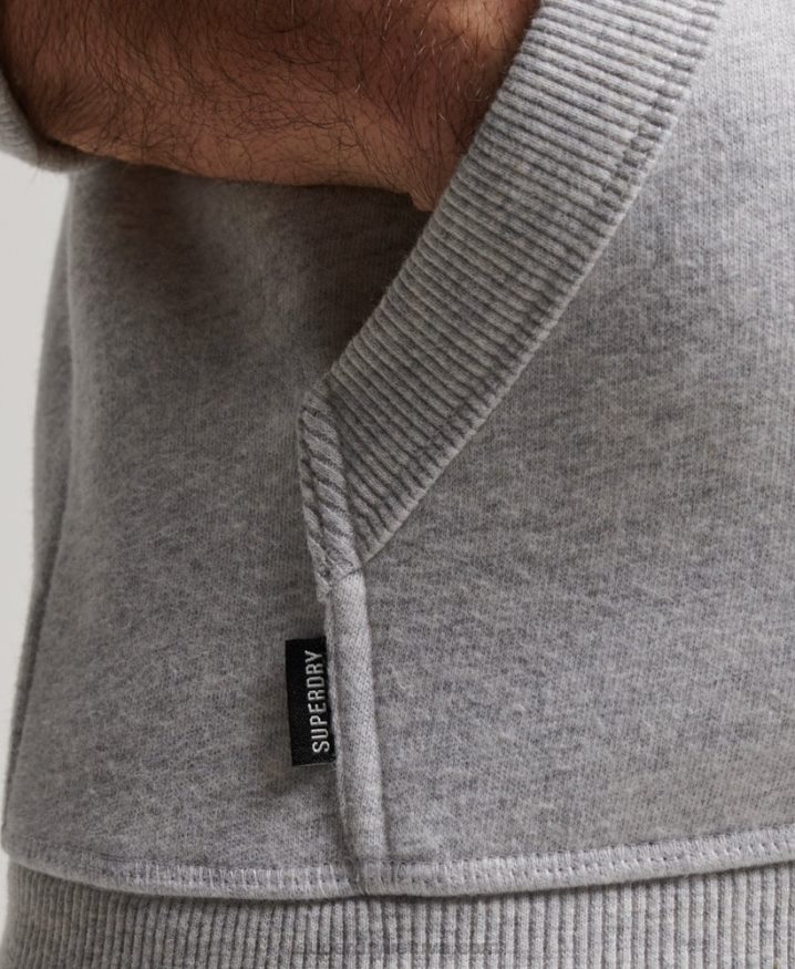 Superdry Vintage Logo Embroidered Zip Hoodie Light Grey Men