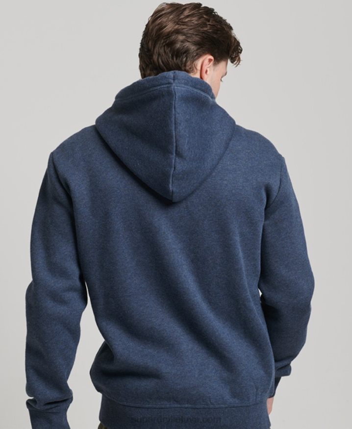 Superdry Vintage Logo Embroidered Zip Hoodie Navy Men