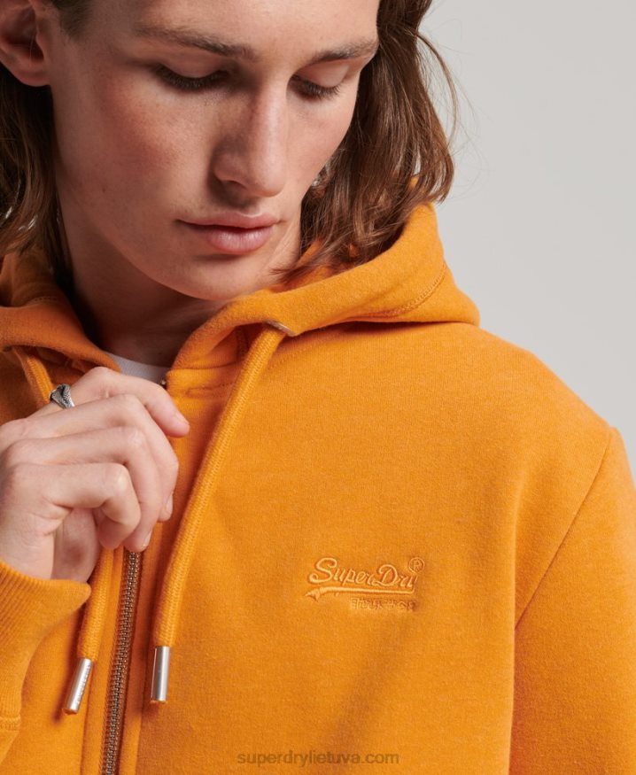 Superdry Vintage Logo Embroidered Zip Hoodie Yellow Men