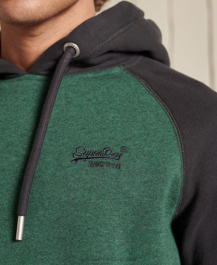 Superdry Vintage Logo Embroidery Baseball Hoodie Green Men