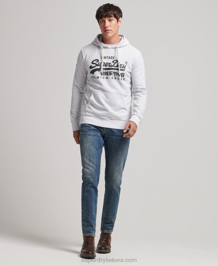 Superdry Vintage Logo Heritage Hoodie Light Grey Men