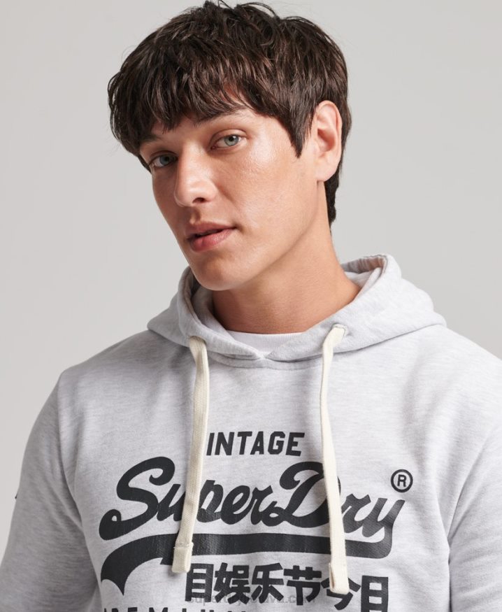 Superdry Vintage Logo Heritage Hoodie Light Grey Men