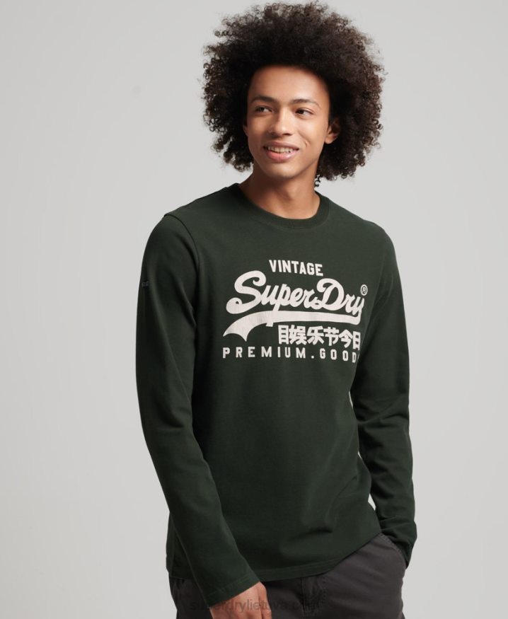 Superdry Vintage Logo Heritage Long Sleeve Top Green Men