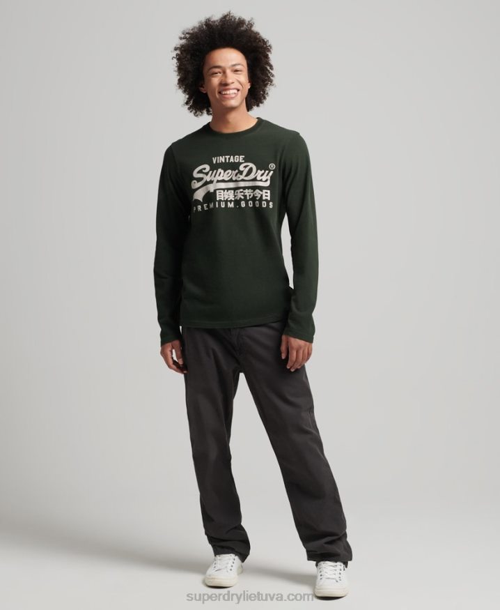 Superdry Vintage Logo Heritage Long Sleeve Top Green Men