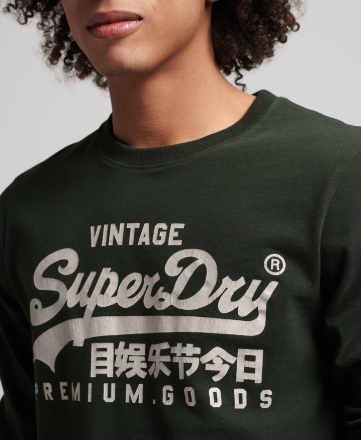 Superdry Vintage Logo Heritage Long Sleeve Top Green Men