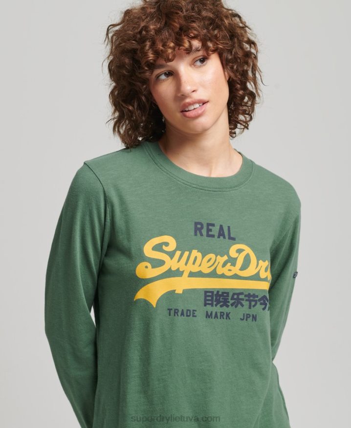 Superdry Vintage Logo Heritage Long Sleeve Top Green Women