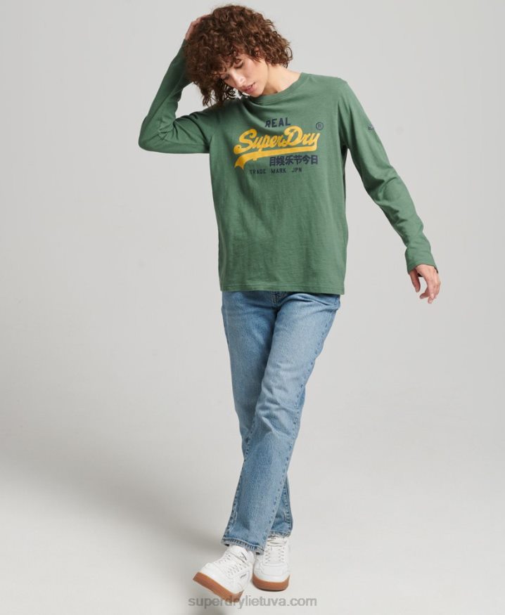 Superdry Vintage Logo Heritage Long Sleeve Top Green Women