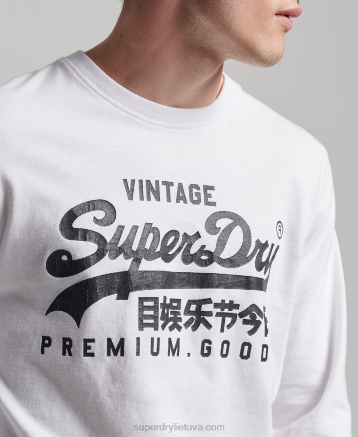 Superdry Vintage Logo Heritage Long Sleeve Top White Men