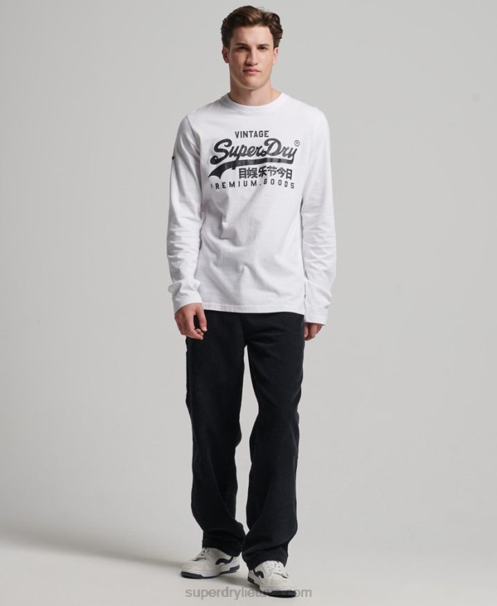 Superdry Vintage Logo Heritage Long Sleeve Top White Men