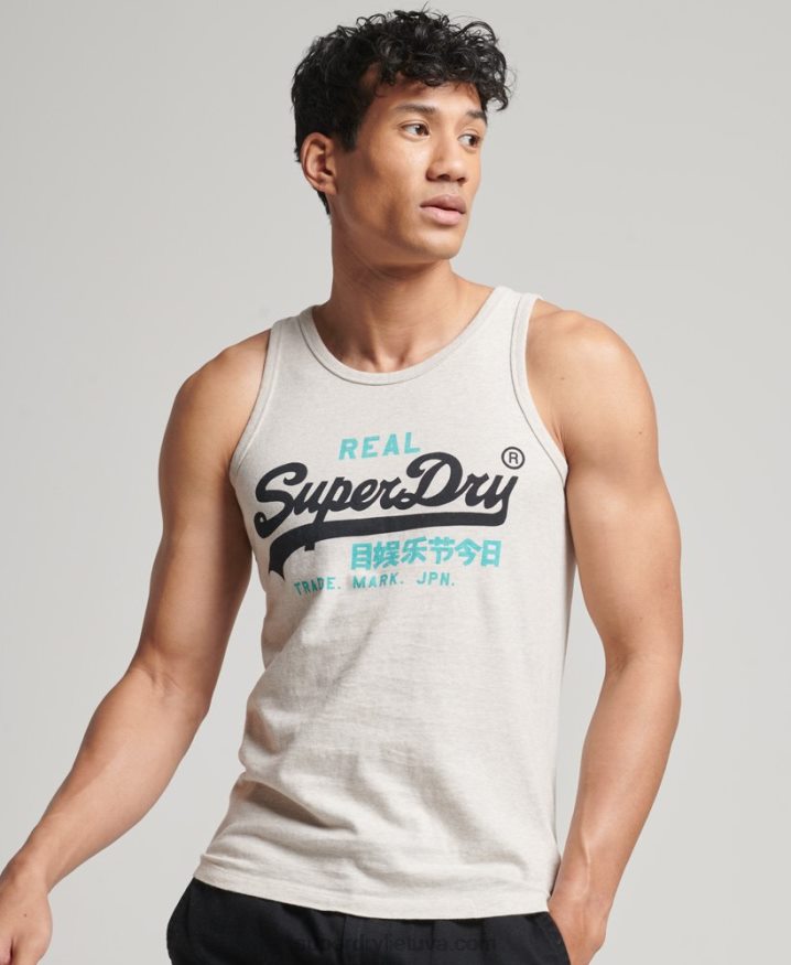 Superdry Vintage Logo Heritage Vest Top Cream Men