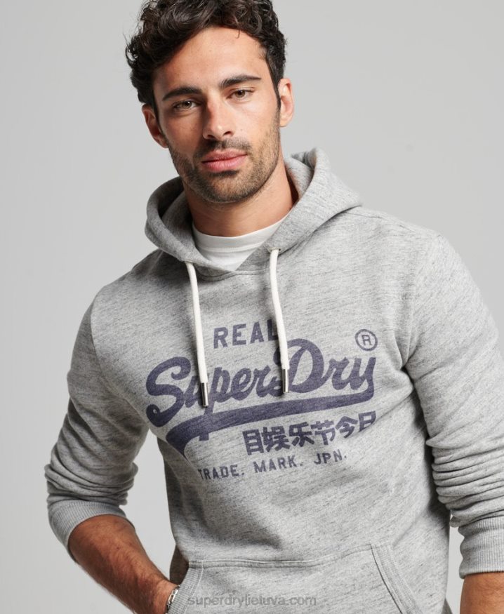 Superdry Vintage Logo Hoodie Grey Men