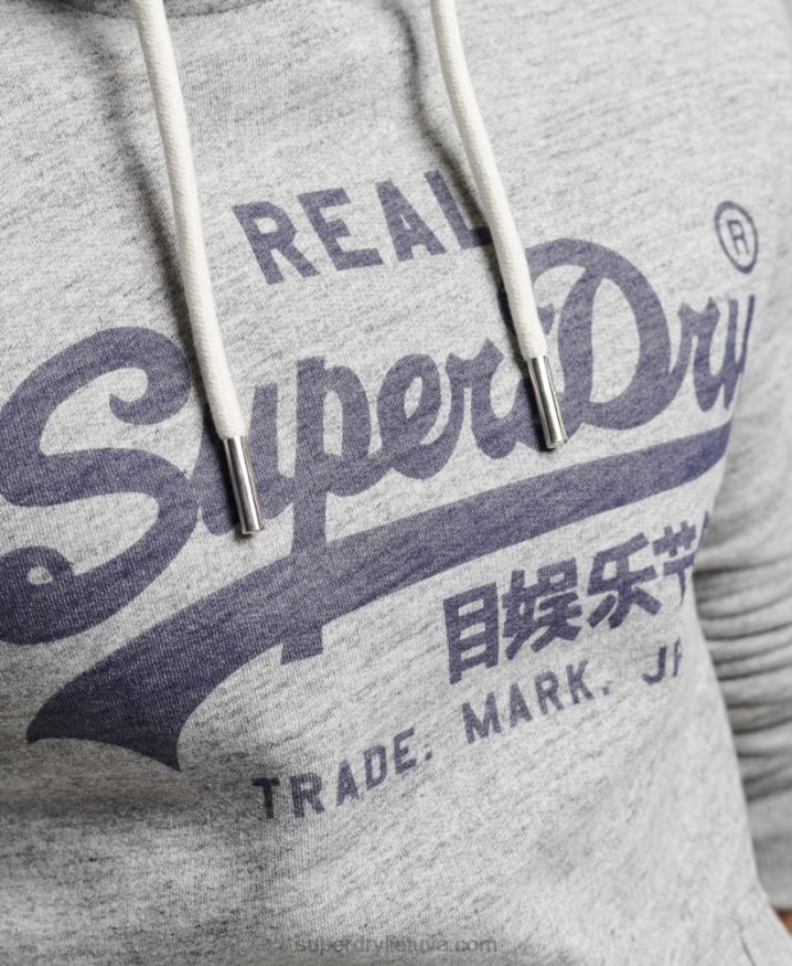 Superdry Vintage Logo Hoodie Grey Men