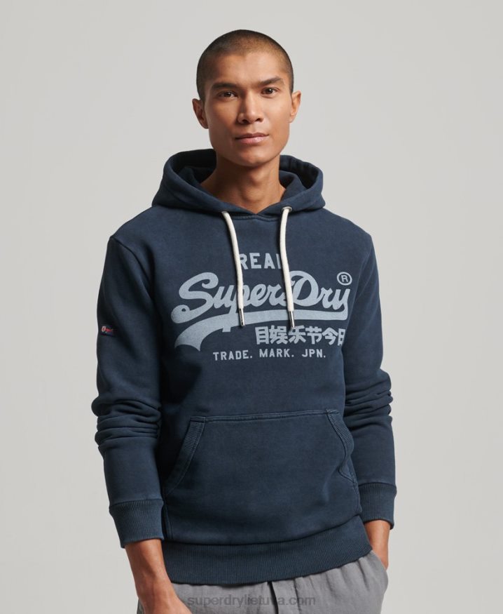 Superdry Vintage Logo Hoodie Navy Men