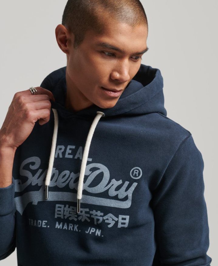 Superdry Vintage Logo Hoodie Navy Men