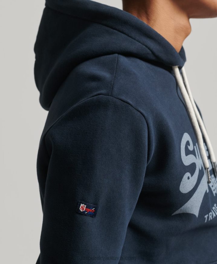 Superdry Vintage Logo Hoodie Navy Men