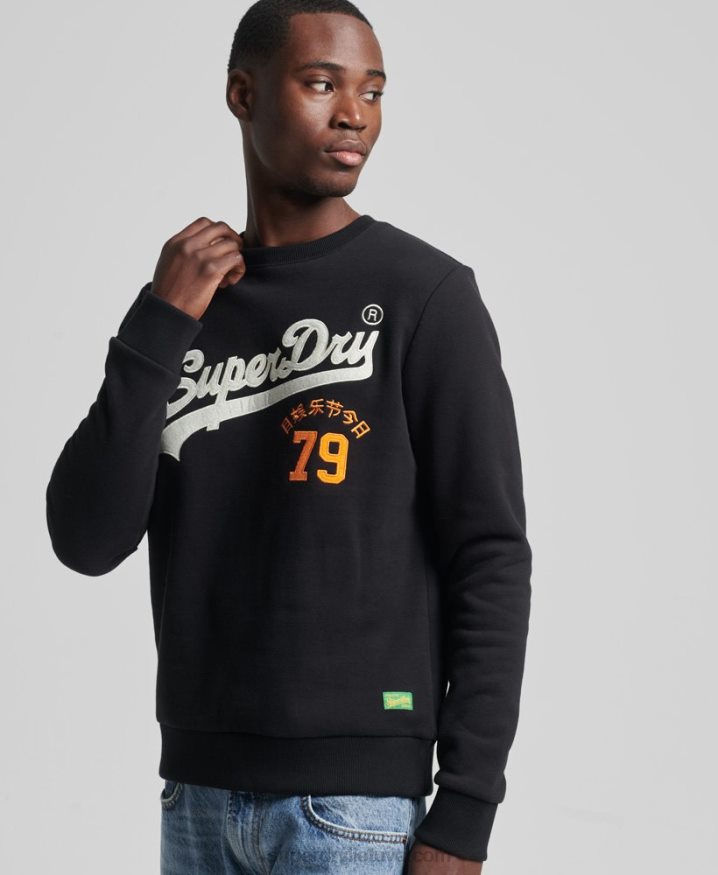 Superdry Vintage Logo Interest Crew Sweatshirt Black Men