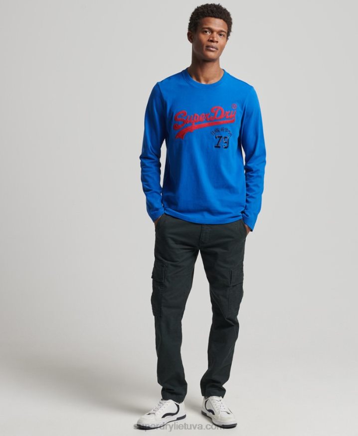 Superdry Vintage Logo Interest Long Sleeve Top Blue Men