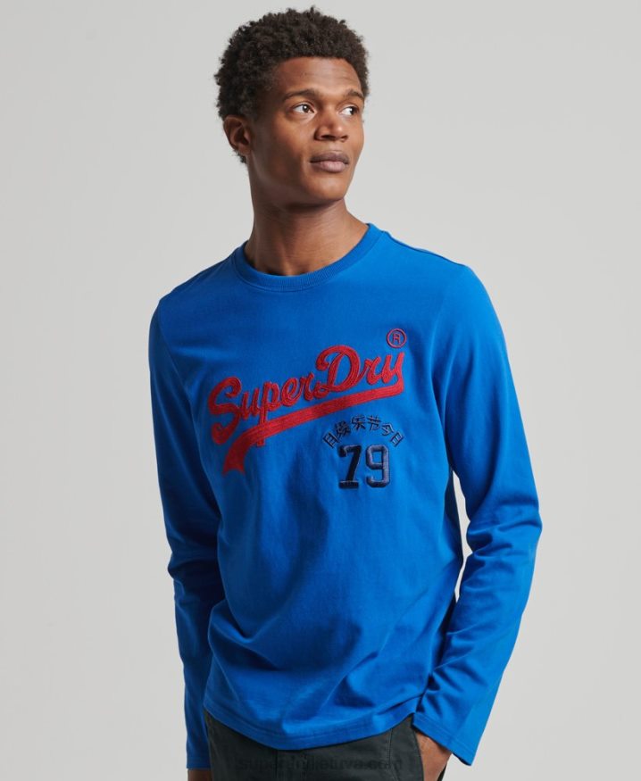 Superdry Vintage Logo Interest Long Sleeve Top Blue Men