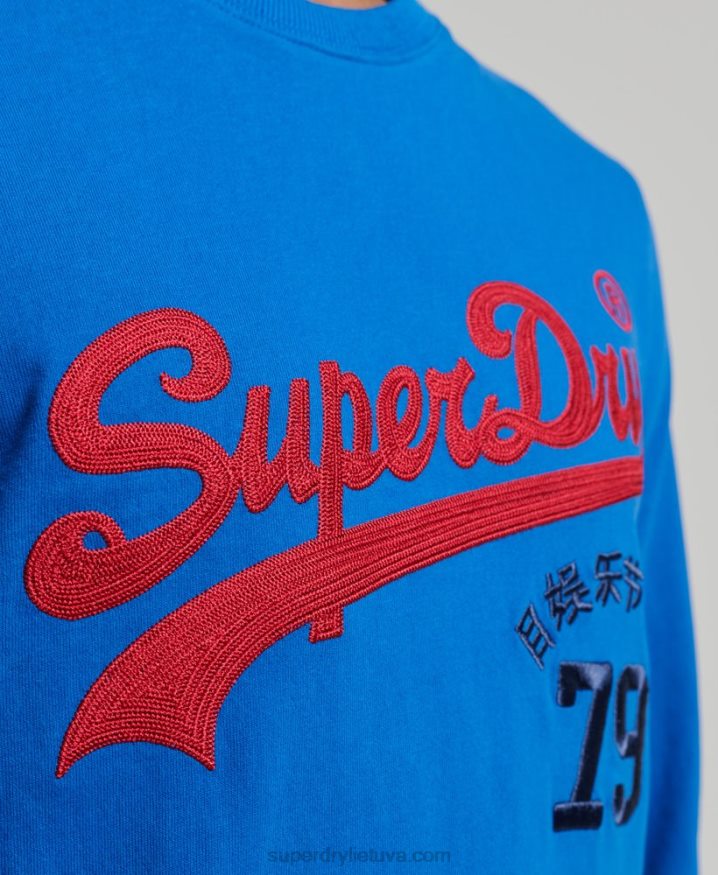 Superdry Vintage Logo Interest Long Sleeve Top Blue Men