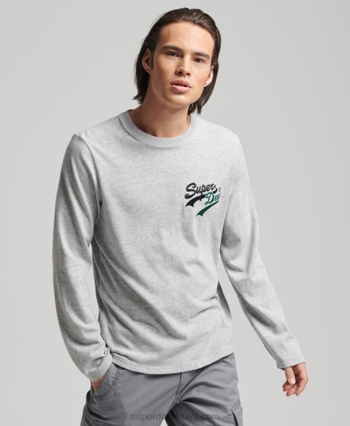 Superdry Vintage Logo Interest Long Sleeve Top Grey Men