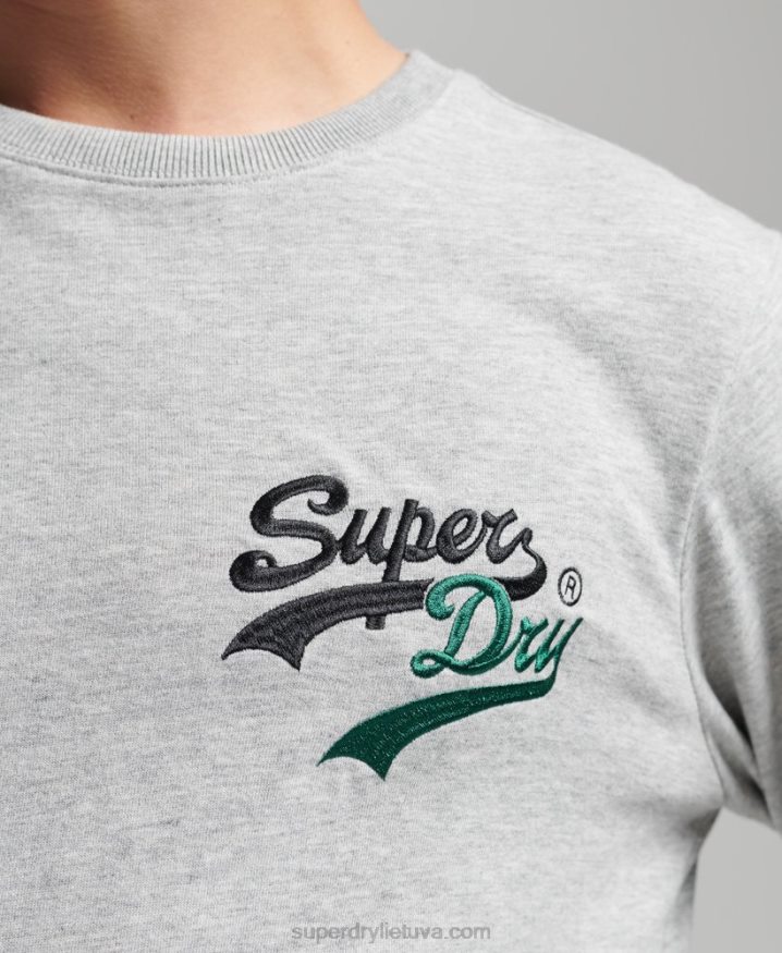 Superdry Vintage Logo Interest Long Sleeve Top Grey Men