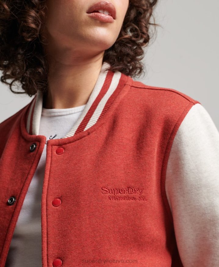 Superdry Vintage Logo Jersey Bomber Jacket Red Women