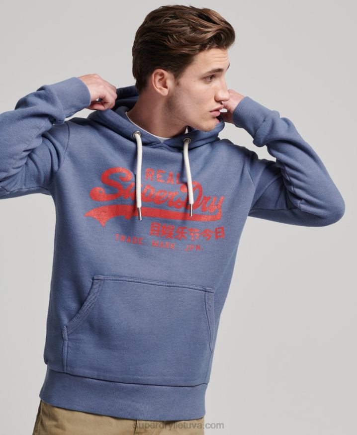 Superdry Vintage Logo Marl Hoodie Blue Men