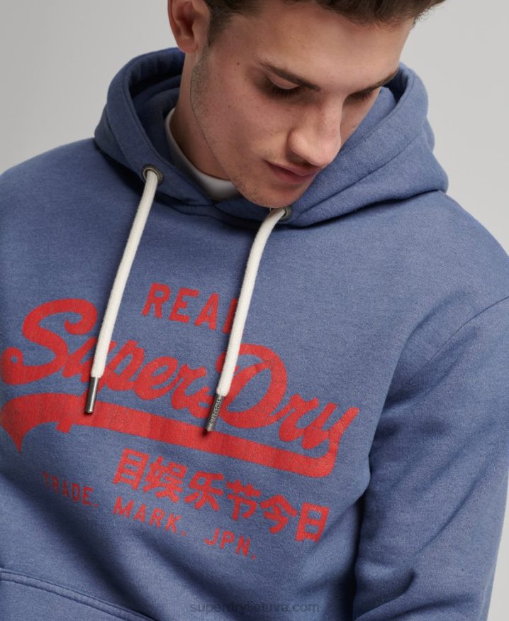 Superdry Vintage Logo Marl Hoodie Blue Men