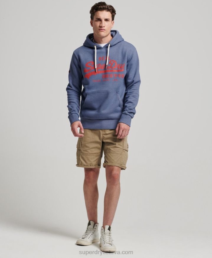 Superdry Vintage Logo Marl Hoodie Blue Men