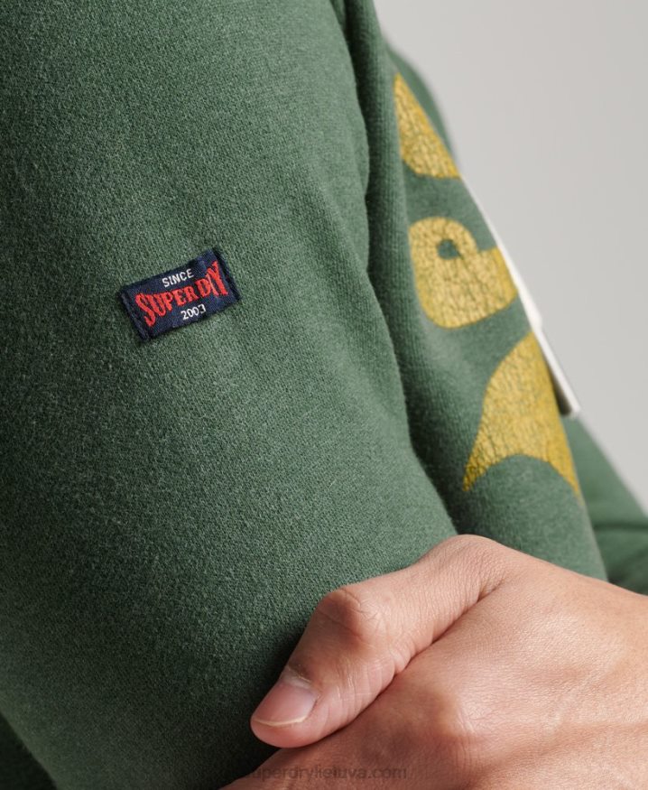 Superdry Vintage Logo Marl Hoodie Green Men