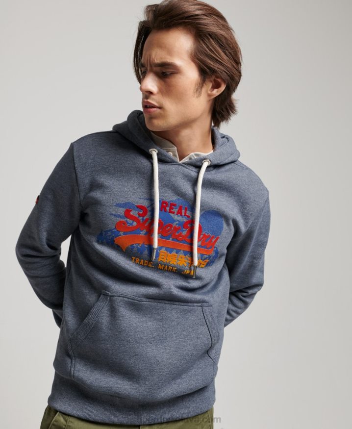 Superdry Vintage Logo Mountain Hoodie Navy Men