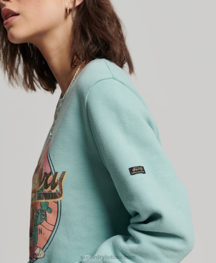 Superdry Vintage Logo Narrative Crew Sweatshirt Green Women