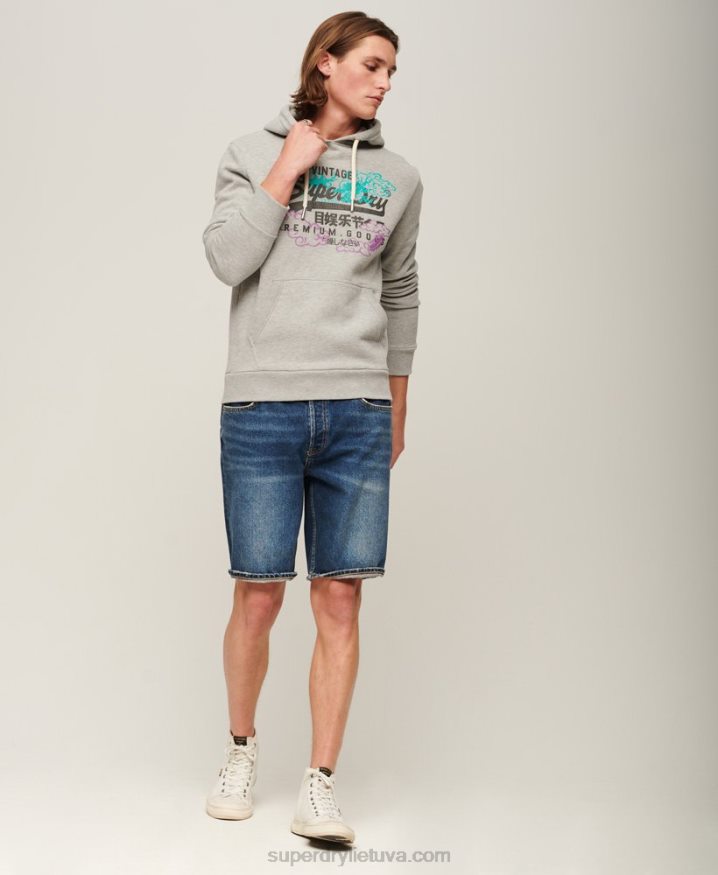 Superdry Vintage Logo Narrative Hoodie Grey Men