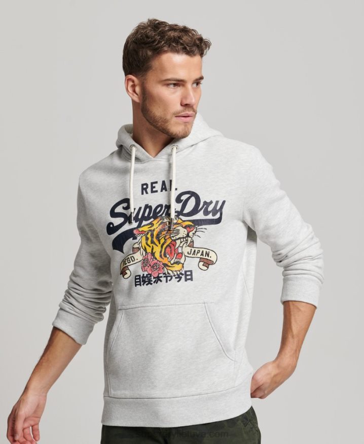 Superdry Vintage Logo Narrative Hoodie Light Grey Men