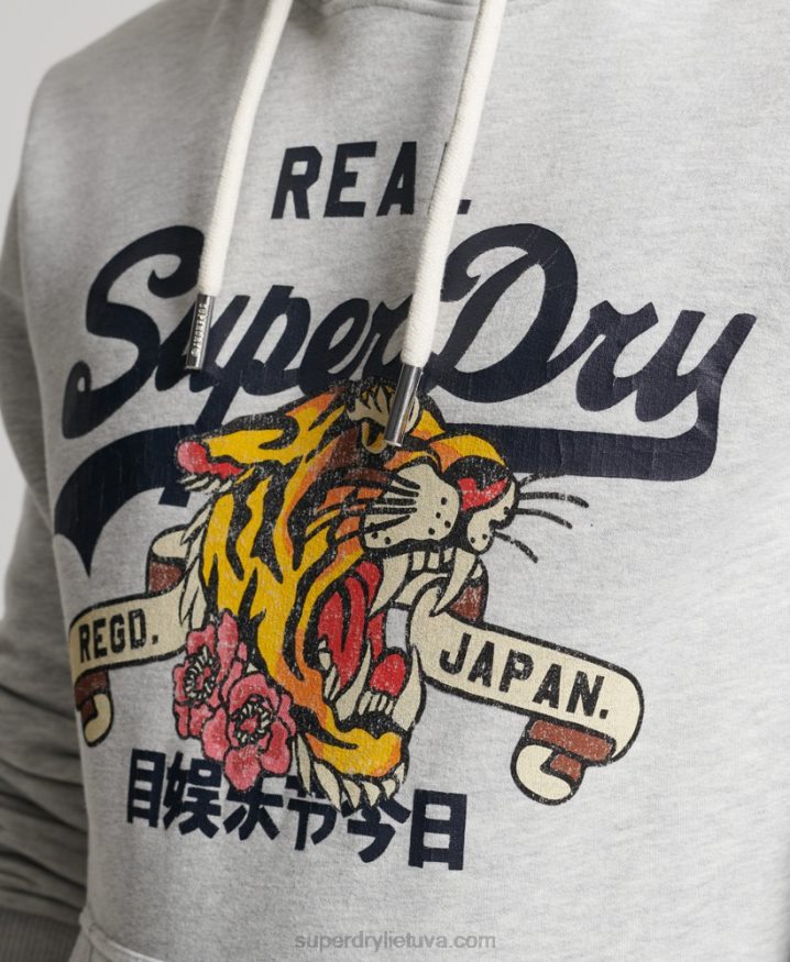 Superdry Vintage Logo Narrative Hoodie Light Grey Men