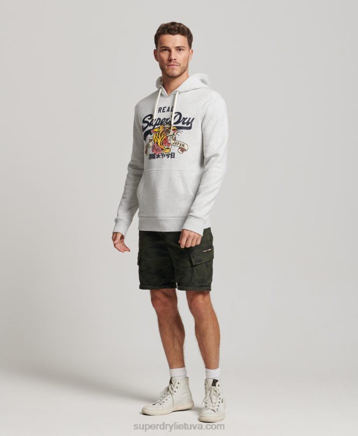 Superdry Vintage Logo Narrative Hoodie Light Grey Men