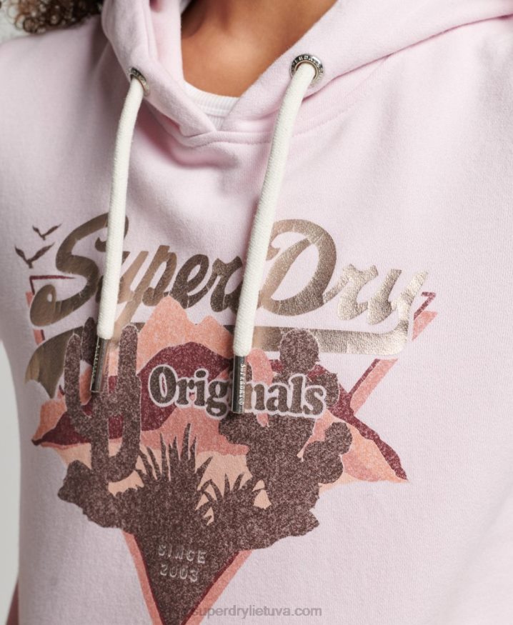 Superdry Vintage Logo Narrative Hoodie Pink Women