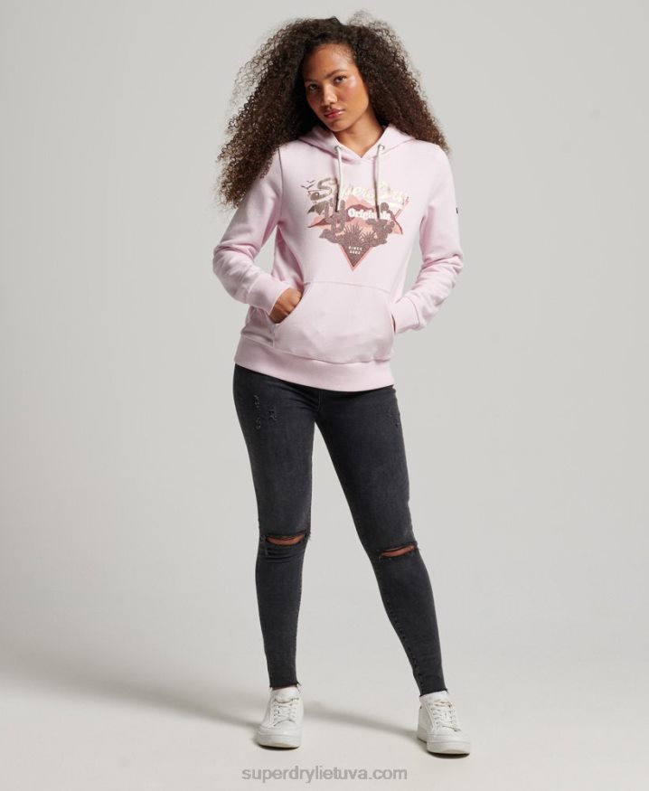 Superdry Vintage Logo Narrative Hoodie Pink Women