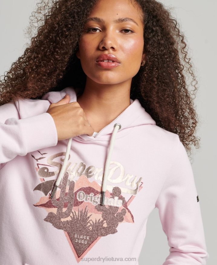 Superdry Vintage Logo Narrative Hoodie Pink Women