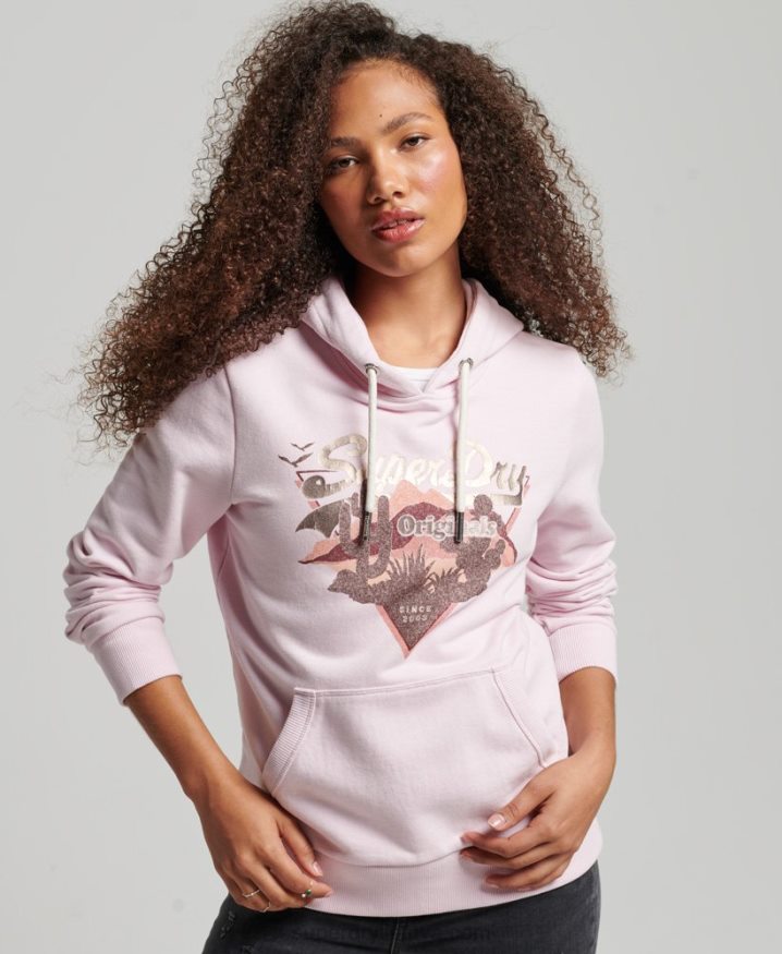 Superdry Vintage Logo Narrative Hoodie Pink Women