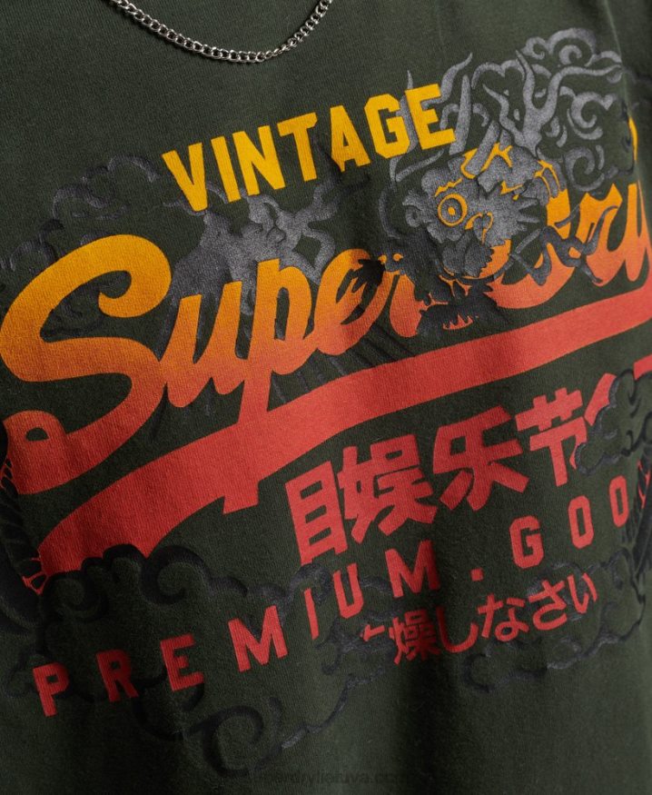 Superdry Vintage Logo Narrative Long Sleeve Top Green Men