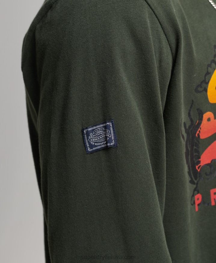 Superdry Vintage Logo Narrative Long Sleeve Top Green Men