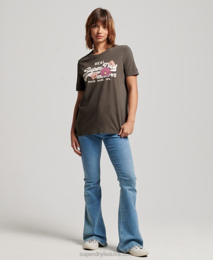 Superdry Vintage Logo Narrative T-Shirt Dark Grey Women