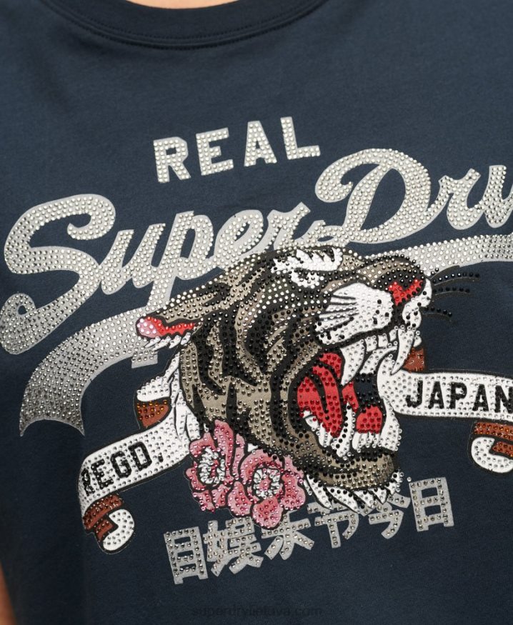 Superdry Vintage Logo Narrative T-Shirt Navy Women